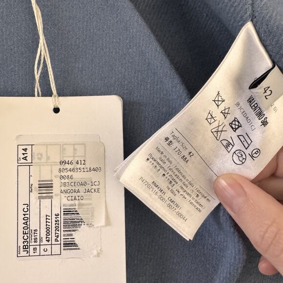 Valentino Blue Angora Wool Blazer Jacket 42 NWT Luxury Minimalist $3990 - Picture 12 of 14